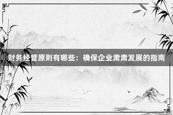 财务经管原则有哪些：确保企业肃肃发展的指南