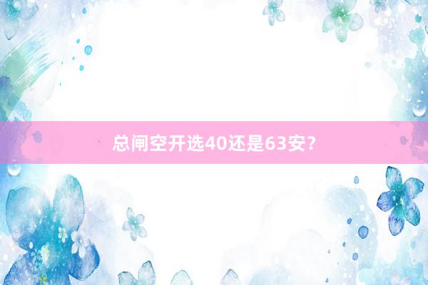 总闸空开选40还是63安？